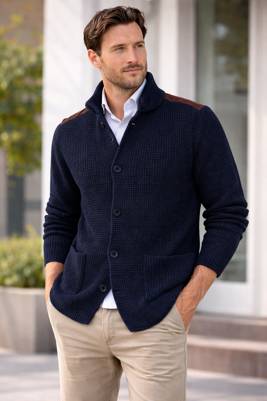 Cardigan Uomo in Maglia con Colletto – Stile Elegante Casual