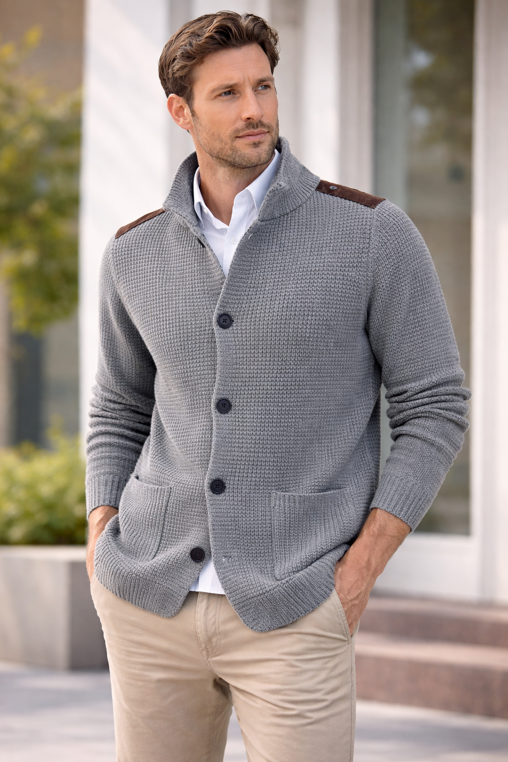 Cardigan Uomo in Maglia con Colletto – Stile Elegante Casual