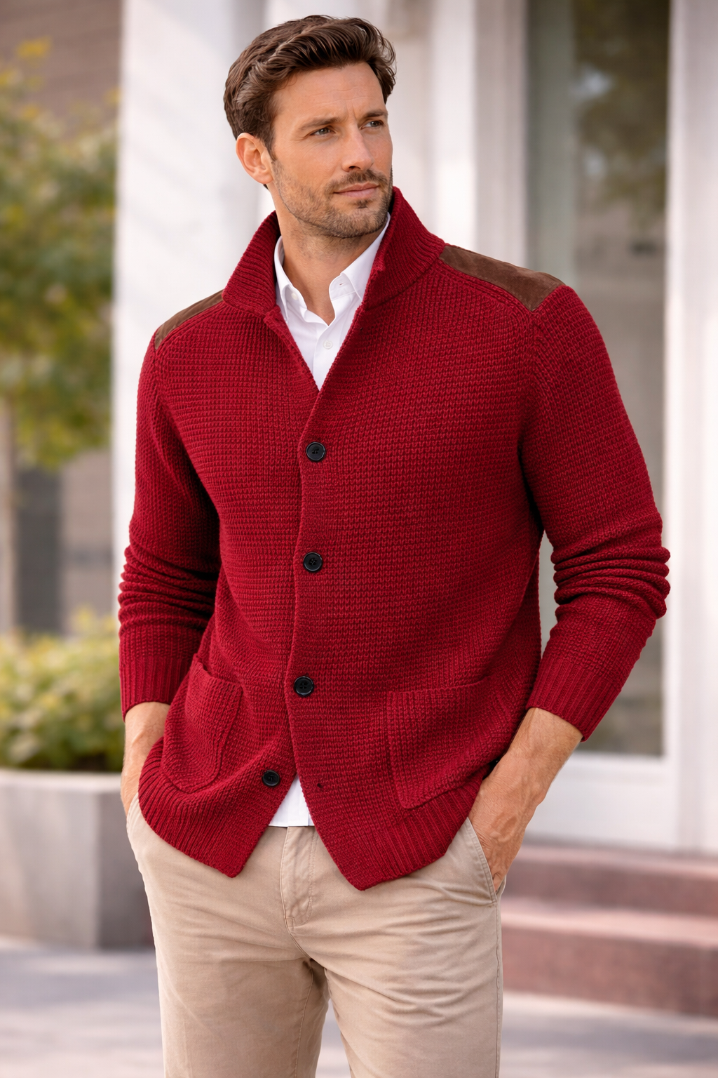 Cardigan Uomo in Maglia con Colletto – Stile Elegante Casual