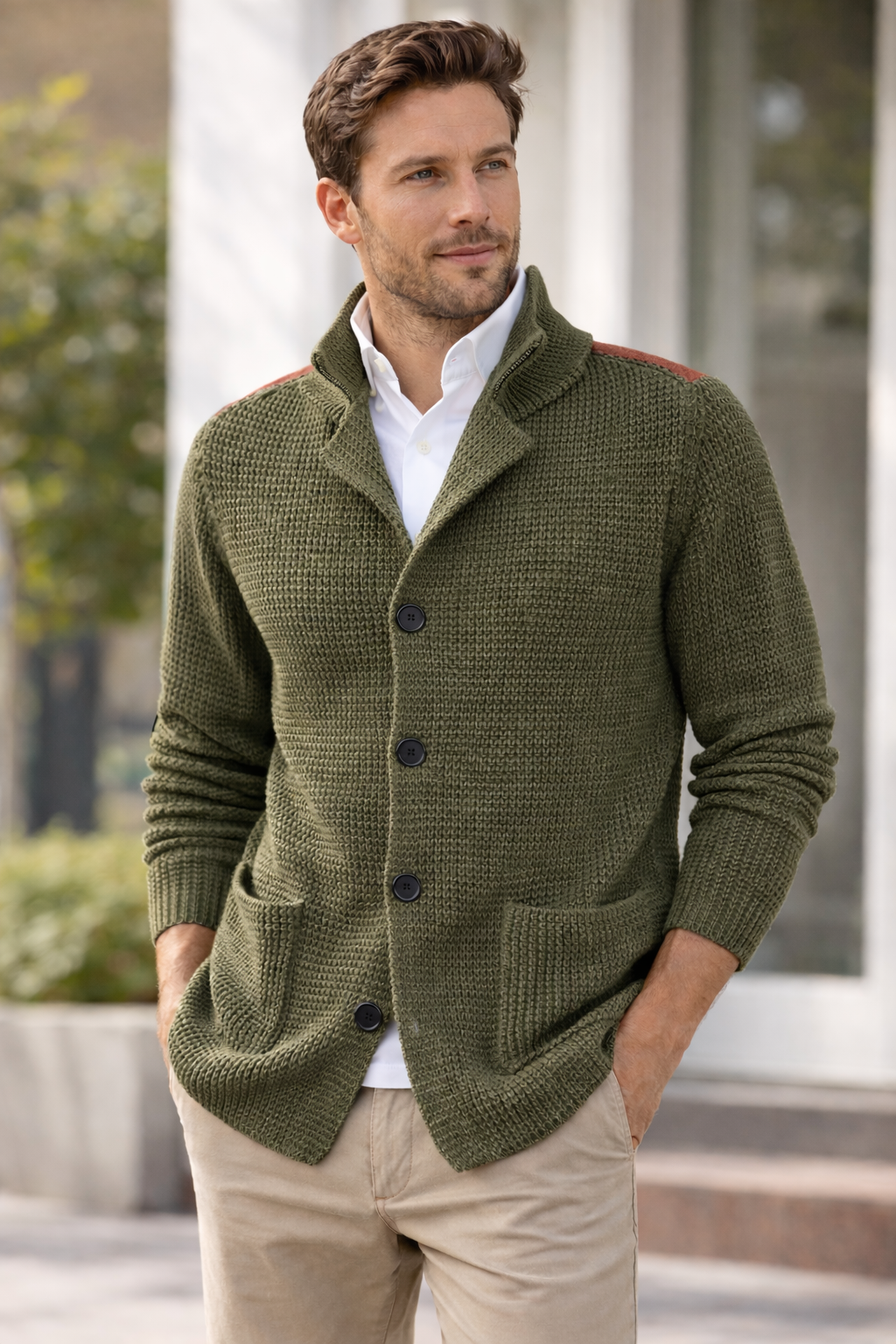 Cardigan Uomo in Maglia con Colletto – Stile Elegante Casual
